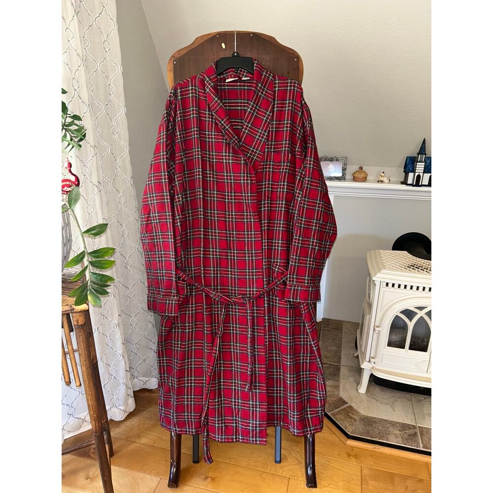 Vintage L.L. Bean Men's Scotch Plaid Flannel Robe XL